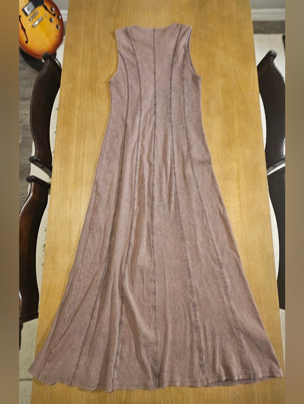 Zara Ribbed Knit Maxi Dress – Taupe/Brown – Size Large – Bodycon Minimalist - Picture 6 of 11